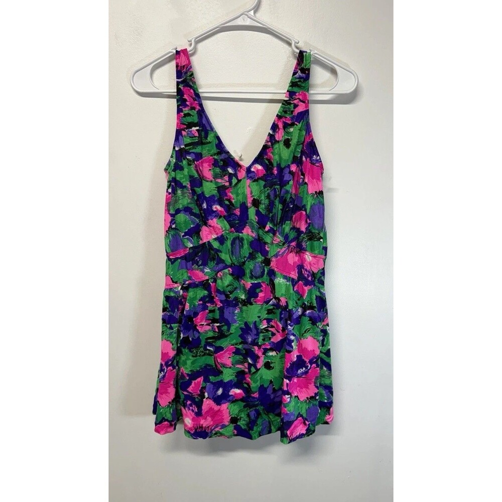 Maxine Of Hotywood vtg 80s   Y2K jantzen floral Multicolor swim dress Sz 16